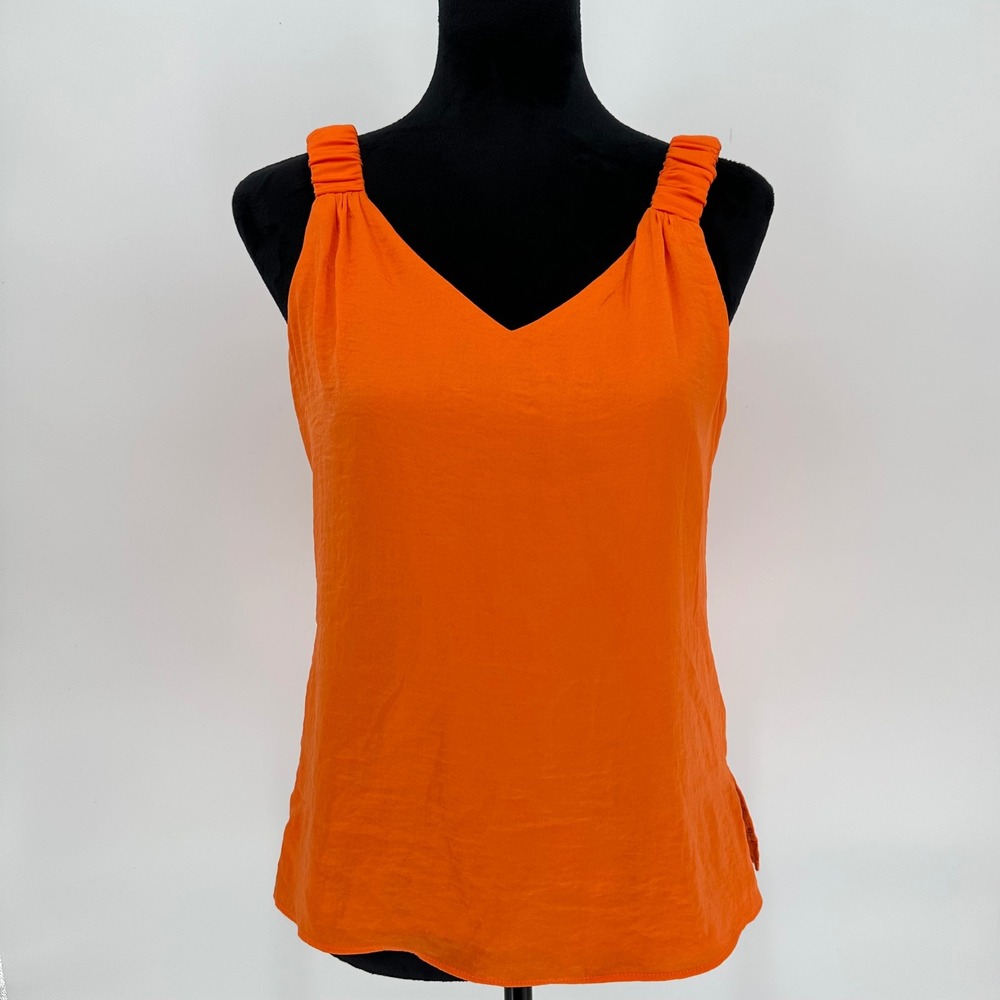 1. State Satin Vibrant Orange Sleeveless V-Neck Cami Tank Women's Size Small‎